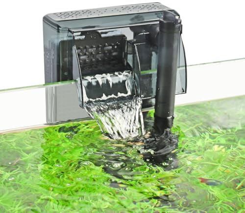 hygger Aquarium HOB Filter 210 GPH for 15-40 Gallon Fish Tank Power Filter with Adjustable Water Flow Extendable Intake Tube External Hang-On Back Filter