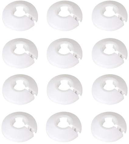iwiio 12Pcs Radiator Pipe Covers White Radiator Pipe Collars, Water Pipe Cover Decoration Wall Pipe Cover, Plastic White Radiator Pipe Covers for 15MM Diameter Pipe Decoration