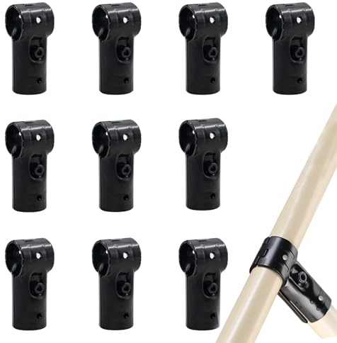 10 stycken T-rörklämmor anslutande rörkontakt ändskenklämma rostfritt stål hörn beslag lämplig för ytterdiameter 28 mm svart