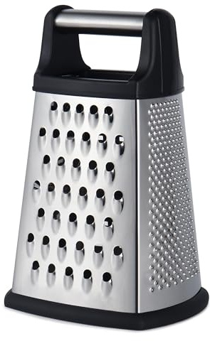 Kaishun Professional Cheese Grater, 4-Sided Stainless Steel Box Grater, Food Shredder for Cheese, Parmesan, Vegetable, Black
