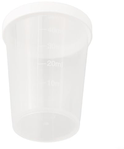 FUANA Lot de 10 récipients de 50 ml avec couvercles de protection, gobelet en plastique transparent pour distribuer des médicaments