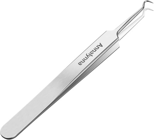 Pinzas Curvas Extractoras de Acero Inoxidable Plateado para Eliminar Acné, Imperfecciones, Puntos Negros (Comedones), Puntos Blancos y Granos
