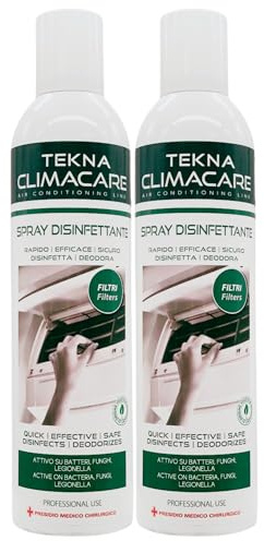 Spray Igienizzante Per Climatizzatori, Adatto Anche per Sistemi di Condizionamento Dell'Aria, con Azione Deodorante, Formato da 400ml (2 Spray)
