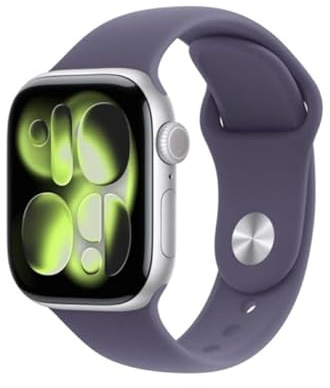 Apple Watch Series 11 GPS 42 mm Smartwatch mit Aluminiumgehäuse in Silber und Sportarmband in Nebelviolett (M/L). Schlafindex, Fitnesstracker, Gesundheitstracking, Always-On Display, Wasserschutz