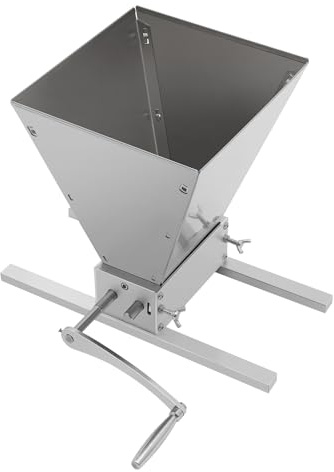 Frantoio manuale per malto mulino 4 l, mulino a rulli in acciaio inox con fessura regolabile Imbuto manuale o trapano, birrificio domestico, Homemade Craftbeer appassionato di cereali, mais