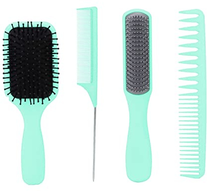 Jxngery 4 pièces ensemble de brosses à cheveux brosse à palette démêlante brosse de coiffure professionnelle peigne à Double dents peigne à queue pour femmes hommes (En boîte)