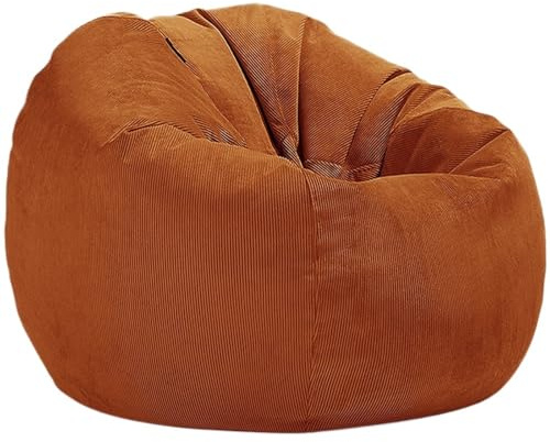 OPIGJUFD Funda para Silla De Puf Funda de puf Pana sin Relleno, sillón, salón, rincón, Juego, película, Saco(Brown,D70cm-2.3ft-Cover)