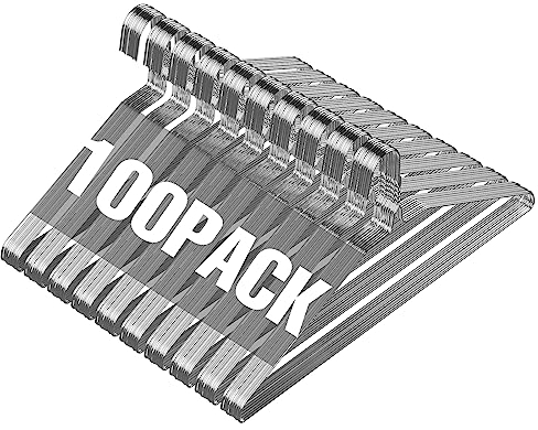 SPECITITE Silver Wire Hanger 100 Pack, 41cm Anti Slip Metal Clothing Hanger, Ultra Thin Design Saves Space, Suitable for Suits, Shirts, Jeans, Skirts