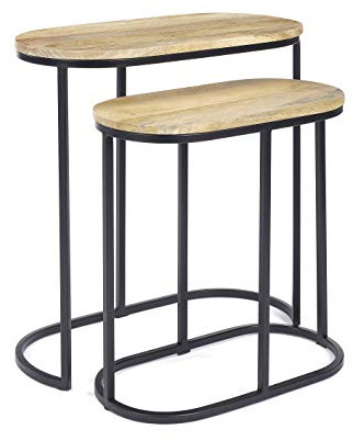 Elm home and garden Nest of Tables, Wood, 62cm Wide x 32cm Deep x 61cm High (Light)