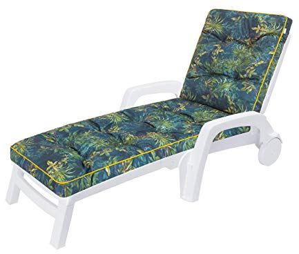 HOBBYGARDEN Auflagen für Deckchair, Liegenauflage, Gartenliege Auflage 201x55x8 cm Bequeme Polsterauflage für Sonnenliege, Liegestuhl, Kissen - Grüne Wiese