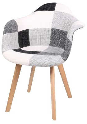 Urban living Sessel Patchwork, schwarz und weiß, mit Holzfüßen, 63 x 63 x 46/81 cm