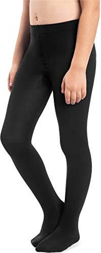 NOQ Collant spessi per ragazze Corina Plain 120 DEN Leggings con piedi caldi Kid Nursery Balletto Dance Class coprenti, Nero 4/5 years