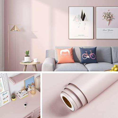 Livelynine vattentätt rosa Peel and Stick-tapet för skåp och väggpappersrullar för flickrum, barnkammare och klassrum