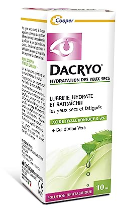 DACRYO® - Hydratation des yeux secs - Yeux secs & fatigués - Solution ophtalmique - Acide Hyaluronique et gel d'aloe vera - Flacon - 10ml