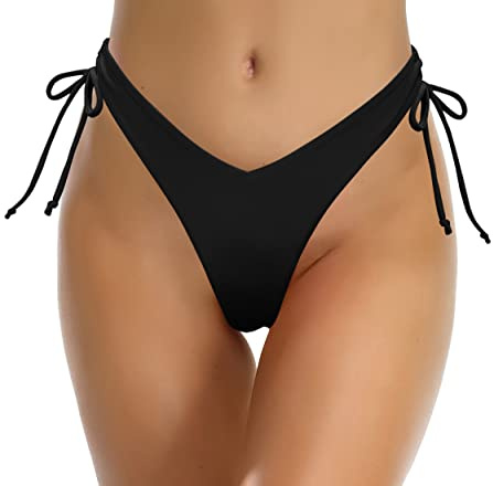 SHEKINI pour Femme Coupe Haute avec Cordon de Serrage String Brésilien Bas de Bikini de Plage Slip de Bain Maillots de Bain D'été