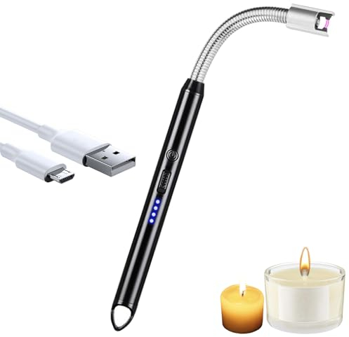 iJiGui Arc Lighter - Electric, Windproof, Flexible 360° Long Lighter for Candles, Gas Stoves, Camping, Barbecue (Black)