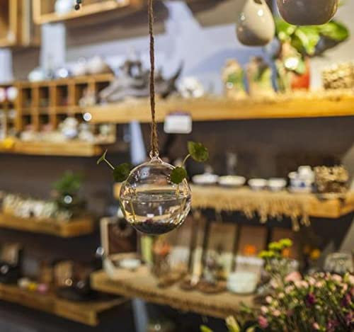 Vaso in vetro da appendere, a forma di sfera, 100 mm, resistente al calore, decorazione fatta a mano per camera da letto, soggiorno, ufficio