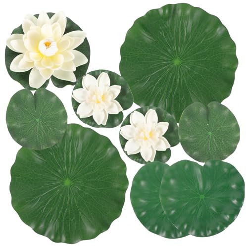 HOMOCONO 1ensemble Décoration De Jardin Lot de Fleurs De Lotus Artificielles Flottantes pour Bassins Et Aquariums Fleur Blanche
