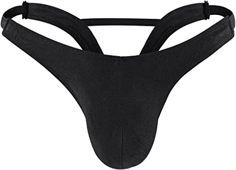 Bommi Fairy Men's Underwear Sexy Thong G-string Stretchy Breathable Panties Comfortable Fit Low Rise Bikini (65% Polyester, 35% Cotton, Black)