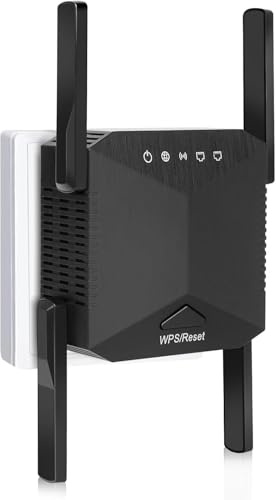 zoeyzoey 2026 Neuestes WLAN Repeater 1200Mbit/s Dualband mit 4 externen Antennen,WiFi Verstärker Repeater/Router/Access-Point-Modus, Einfache Einrichtung,LAN/WAN-Port,Kompatibel mit Allen Geräten