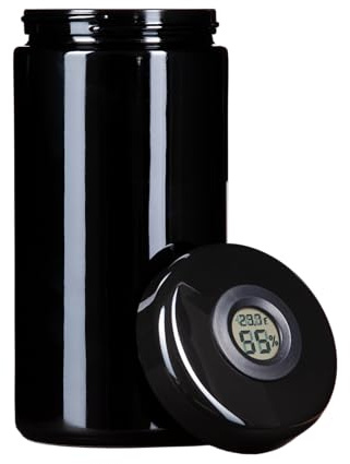 ANCEVIA Jar 60g Vorratsglas + 58% und 62% Hygropack - 1000ml Vorratsbehälter mit Hygrometer und Boveda - Geruchsdicht, Luftdicht und Biophotonisches Glas - Lagerung Konservierung