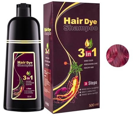 Vino tinto Champú para teñir el Champú para teñir el cabello al instante Apto para hombres y mujeres 500ml
