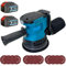 Akku Exzenterschleifer 125mm, Ersatz für Makita DBO180Z, Bürstenloser Akku Schleifer mit 2x 18V 3000mAh Akku und Ladegerät, 12X Schleifpapier(P120/P180/P240), 3 Leistungsstufe, zum Schleifen Polieren