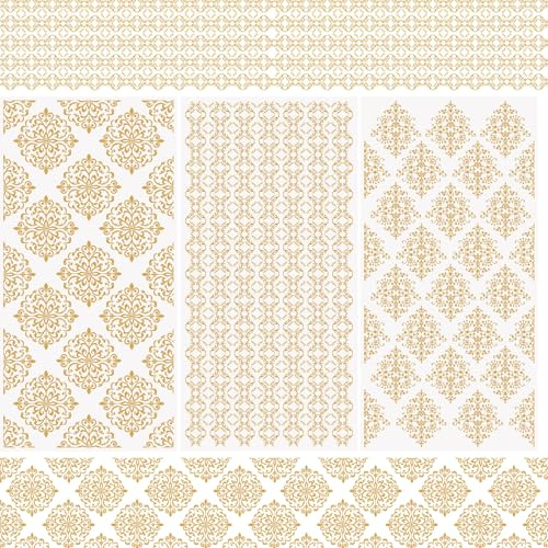 WANDIC 3 Sheets Rub on Transfer Stickers, Vintage Gold Line Decorative Transfer Sticker Decal Furniture for Wood DIY Scrapbooking Cups Gift Boxes,15 * 30 cm