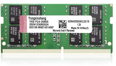 Yongxinsheng DDR4 3200MHz 16GB Laptop RAM PC4-25600 SODIMM Non-ECC Unbuffered 1.2V 2Rx8 Dual Rank 260-Pin CL22 PC Computer Memory Upgrade Module