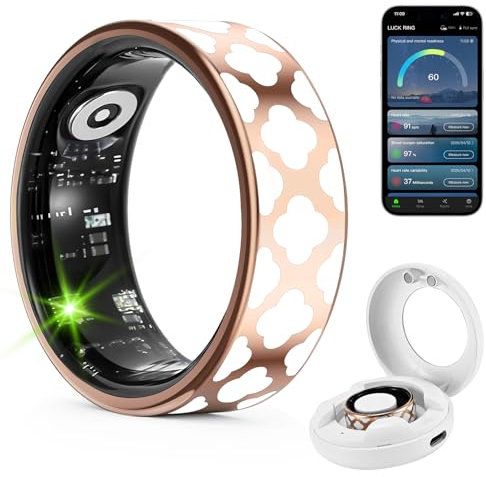 Smart ring, intelligenta IP68-tätningsring för kvinnor och män, ansluten med hjärtfrekvens/SpO2/stegräknare/fitnessspårning, kompatibel med Android och iOS