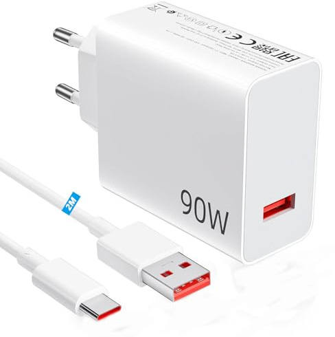 90W Turbo Fast Charger with USB C Cable 2m for Xiaomi 15 14 13 Ultra | Poco F6 X7 F7 Pro 90W Fast Charger Adapter Turbo Charging USB Type C Cable For Xiaomi Redmi 14C Note 14 13 12S 11S 10 Pro