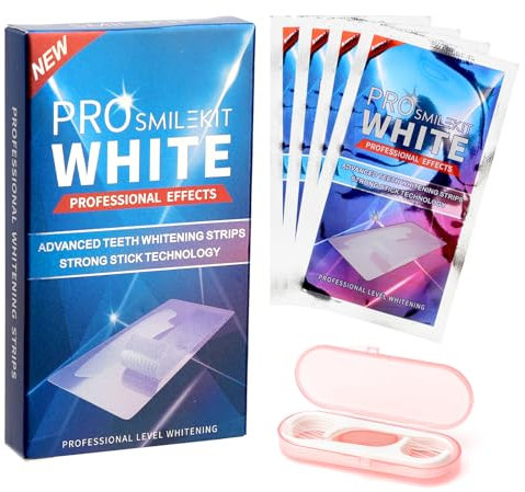 Kit di Sbiancamento Denti con Strisce Sbiancanti 28 Strisce Professionali per Sbiancamento Denti Tecnologia Anti-Slip Risultati in 14-20 Giorni per un Sorriso Bianco Portatile per Casa Ufficio Viaggi