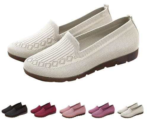 Zapatillas Deporte Mujer Blancas Comodas Casual Moda Sneakers Sin Cordones Ligeros Entretiempo Zapatos Deportivos Malla Clasico Transpirables Calzado Slip on Mocasines Pretty para Atlético Fitness