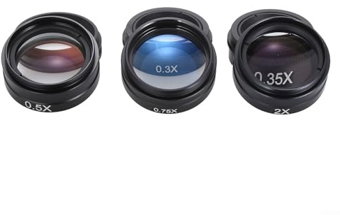 Filteilect Barlow Objectif auxiliaire en verre 0,3 x 0,35 x 0,5 x 0,75 x 1 x 2 x pour caméra de microscope vidéo industrielle à monture C compatible avec filetage de 42 mm (0,3 x)