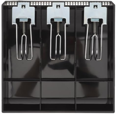 JECOMPRIS Vassoio Porta-casse 3 Scomparti per Banconote e 3 per Monete, Inserto per Cassetto Registratore di Cassa Nero, Organizzatore di Denaro per Uffici, Negozi e Centri Commerciali