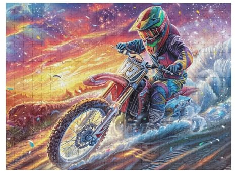 Piloto de Motocross montaña Bicicleta Todo Terreno Aventura Salvaje Puzzle 500 Piezas Decoración De Sala Rompecabezas para Adultos 3D DIY Creativo Desafío Intelectual Juguete Educativo 500 PCS