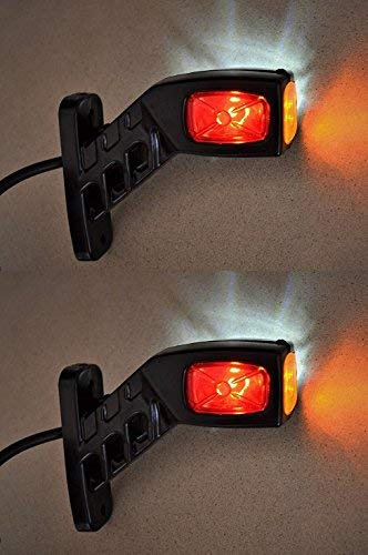 VNVIS Lot de 2 feux de position latéraux LED 12V / 24V Fixation au châssis pour camions et camions bennes - Rouge/Blanc/Orange