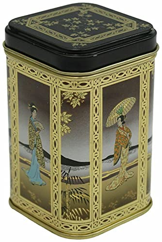 Cheerful Bargains Japanese Themed Tin Storage Box Vintage Metal Tea Caddy Retro Collectables Box