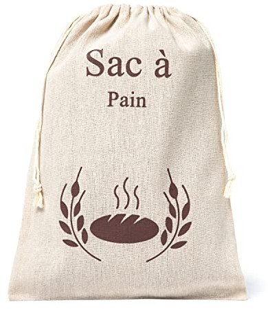 New Living Sac à pain réutilisable, mélange 100% lin et coton, sac de rangement pour le pain sac de rangement pour le pain, produit écologique, sans plastique (1)