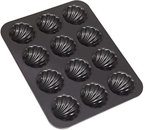 CANDeal teglia antiaderente Madeleine profonda, 12 tazze per stampi per torte da forno a forma di conchiglia per impieghi gravosi