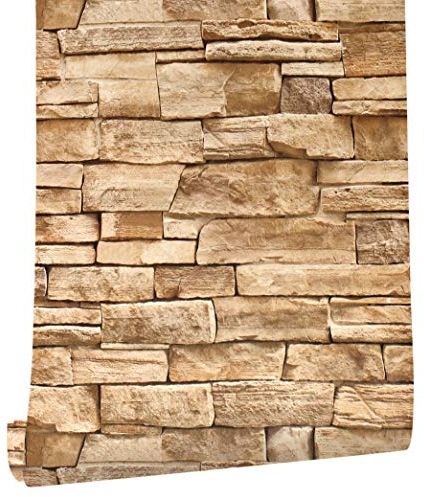 myforHD Selbstklebend Tapete Wandpapier Ziegel Selbstklebende Wandaufkleber 44cmX300cm Vintage Backstein Stein tapeten Wasserdicht für Küche Schlafzimmer Wohnzimmer Wand