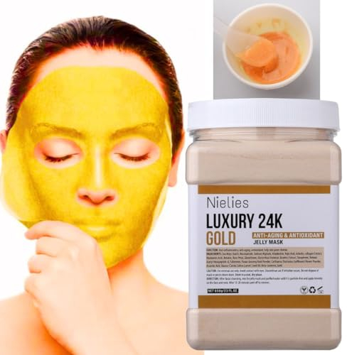 Nielies Jelly Mask for Facial Professional- Peel off Hydro Face Mask Powder for Hydrating & Cleaning - 23 Fl oz (24k) (24K Gold)