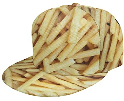 Gorra de béisbol con diseño de Patatas Fritas para Hombre y Mujer, con Estampado Elegante, Gorra de ala Plana Ajustable, Gorra de Hip Hop, Color Negro
