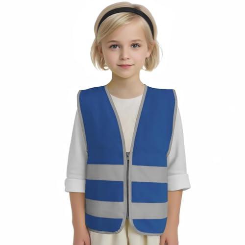 Uno Mejor Kids High Visibility Vests, Child Safety Vest Reflective for Boys Girls, Children's Reflective Vest for Cycling Skiing, Blue, M