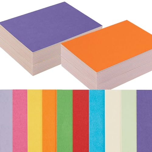 100 Stück bunte, dicke Papierkarten, blanko, farbige Karten für Einladungen, Grußkarten, Postkarten, Fotos, 250 g/m² dickes Papier, bunt, 10 x 15 cm Karton