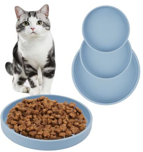 CAUTIOUS 3PCS Cuenco de Silicona para Gatos, Mascotas, Platos para Gatos y Perros, Cuenco Gato Antideslizante, Recipiente Comida para Mascotas