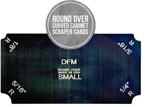 DFM Tool Works runda över böjda skåpskrapkort – precisionsskåpsskrapa för träbearbetning, idealisk för träfinishers fleranvändning träbearbetning – tillverkad i USA – liten, 1/8 till 5/16 radie, antal