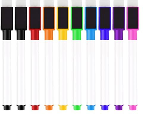 Annvchi Whiteboard Marker,10 Stück Magnetische Whiteboard Stifte，9 Farbe folienstift abwischbar,für Whiteboards, Notiztafeln und mehr