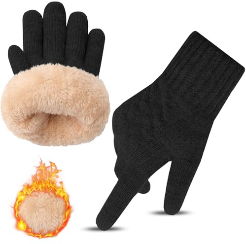 Kiiwah Gants Hiver Homme Chaud Gants Tactiles Femmes Gants Avec Doublure En Polaire Thermique Gants d'Hiver Épaissis Pour Ski Vélo Conduite Outdoor Sport