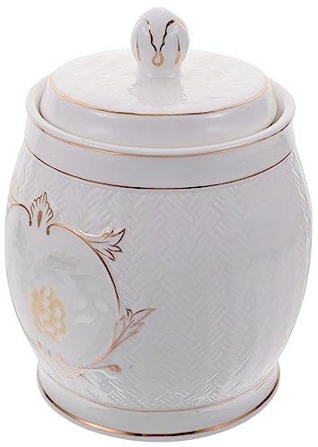 Cabilock Contenitore Per Il Tè in Ceramica Con Decorazioni Dorate 1600 Ml Ermetico Per Conservare Avena Caffè Zucchero Foglie Di Tè Decorazioni Per La Cucina